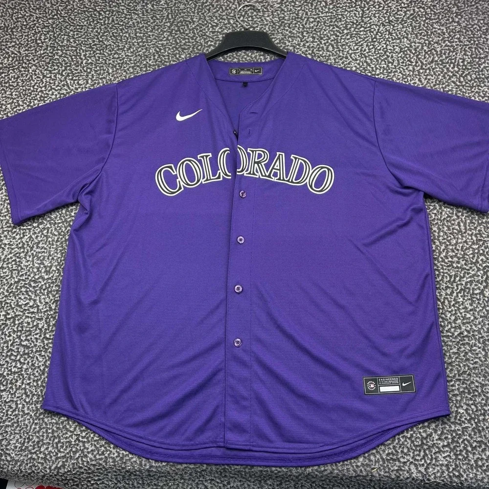 Nike Colorado Rockies MLB Jersey Shirt Men 3XL Purple Button Up Short Sleeve